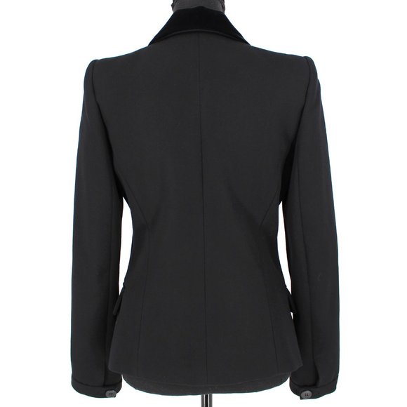 Balenciaga Paris Black Wool Silk Velvet Trim Jacket Single Breasted Blazer 38 S - Picture 5 of 7